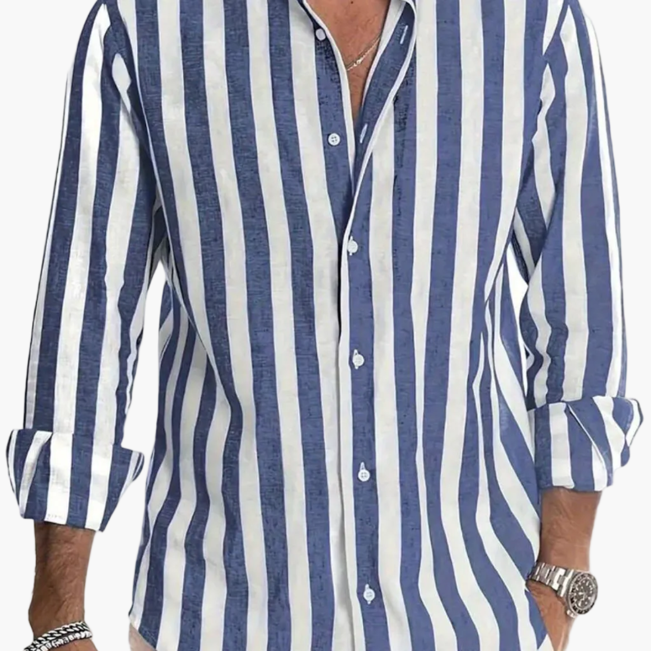 Herren Freizeit Hemd mit Streifenmuster – Moderner Stil für Alltag und Urlaub