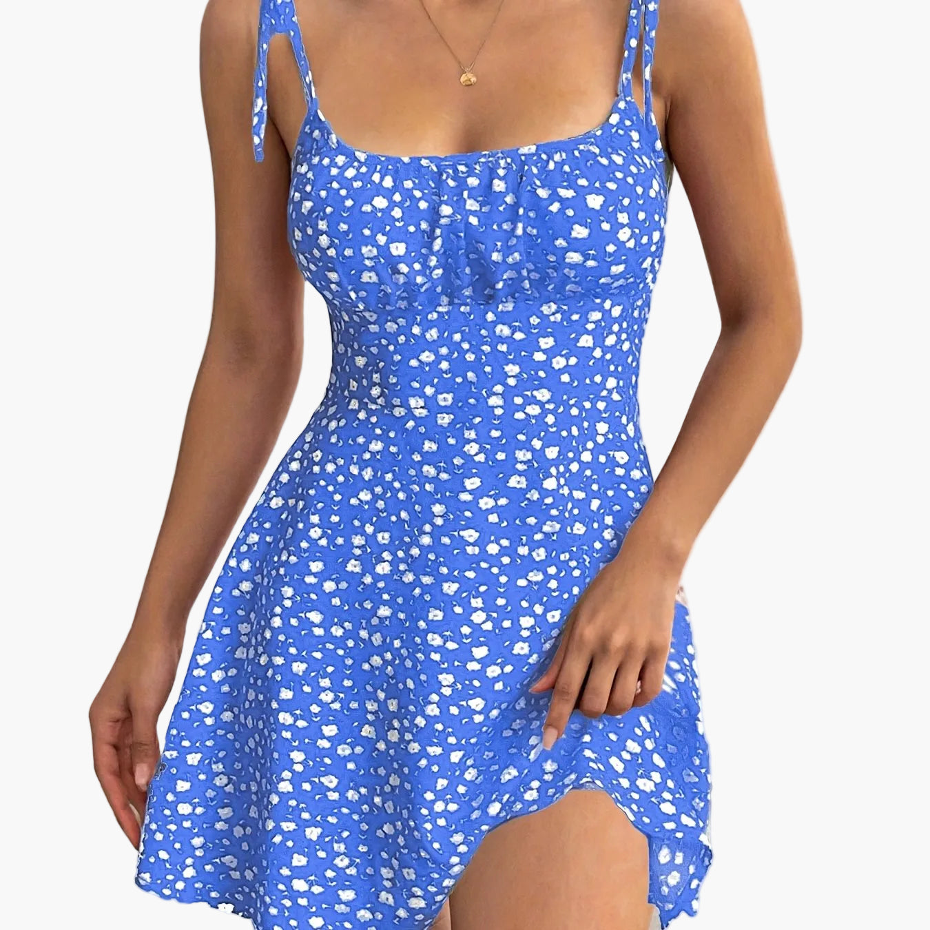Damen Sommerkleid im Vintage-Stil mit Schleifen-Trägern – Feminines Freizeitkleid für Alltag und Urlaub
