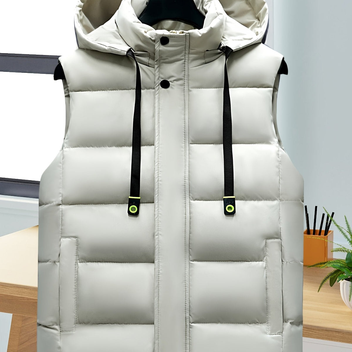 Unisex Puffer Weste mit Kapuze, gesteppte Ärmellose Steppjacke für Herren und Damen