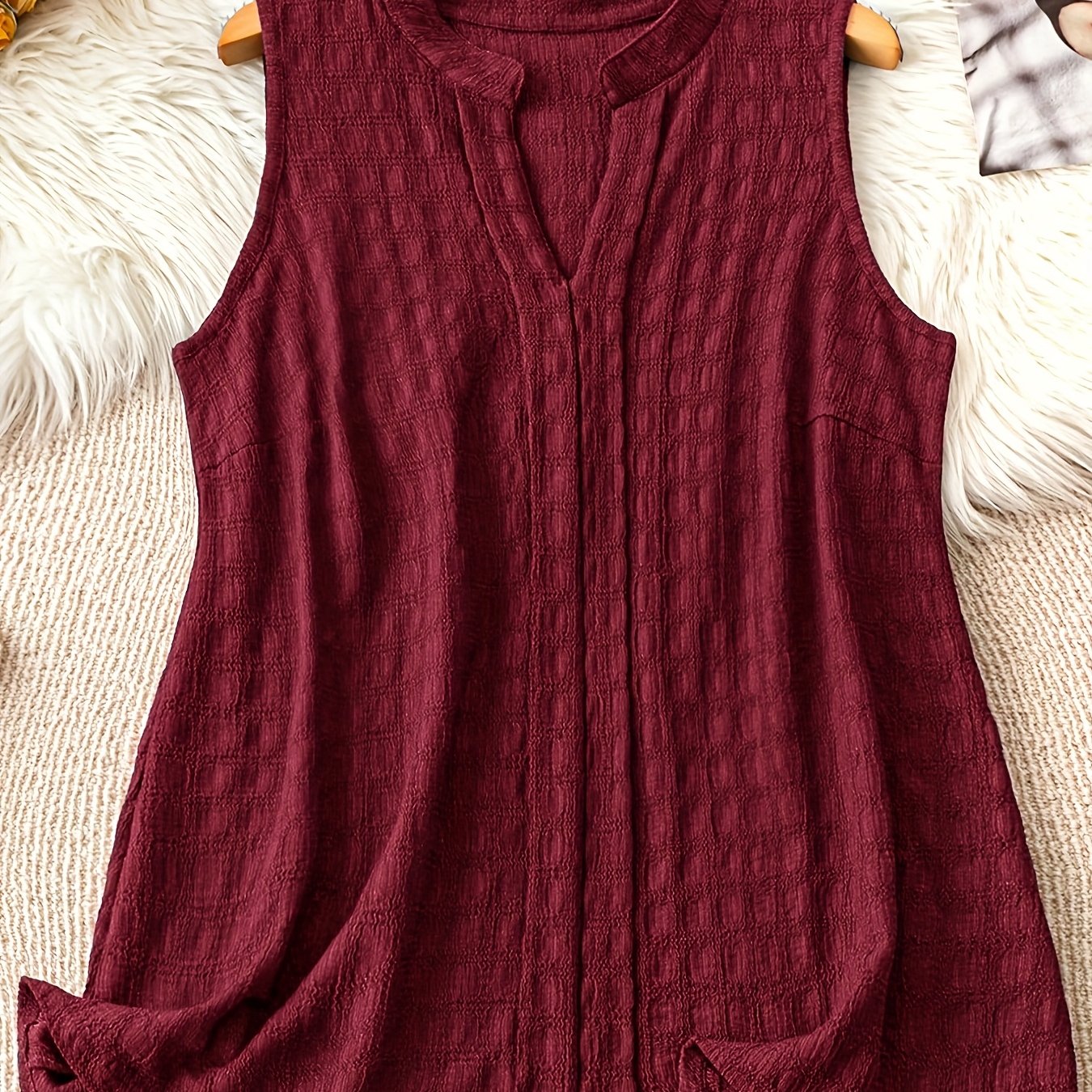 Damen Elegantes Ärmelloses Tunika-Top mit V-Ausschnitt – Perfekt für Alltag und Freizeit