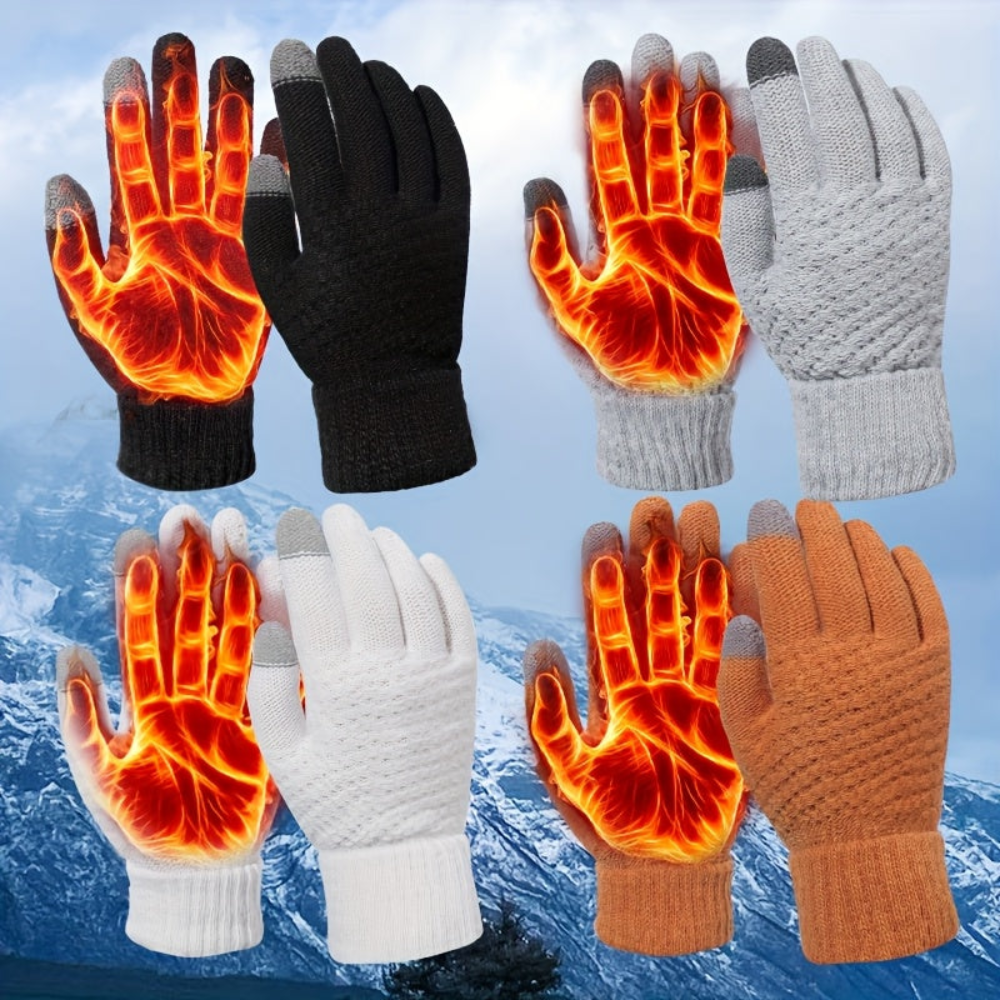 Unisex Winterhandschuhe mit Touchscreen-Funktion, Gestrickte Warme Handschuhe, Mehrfarbig