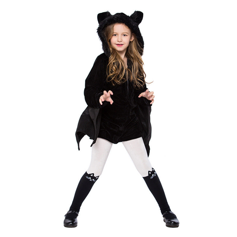 Mädchen-Kostüm „Fledermaus“ mit Kapuze – Verkleidung für Halloween, Karneval & Kinderfeste