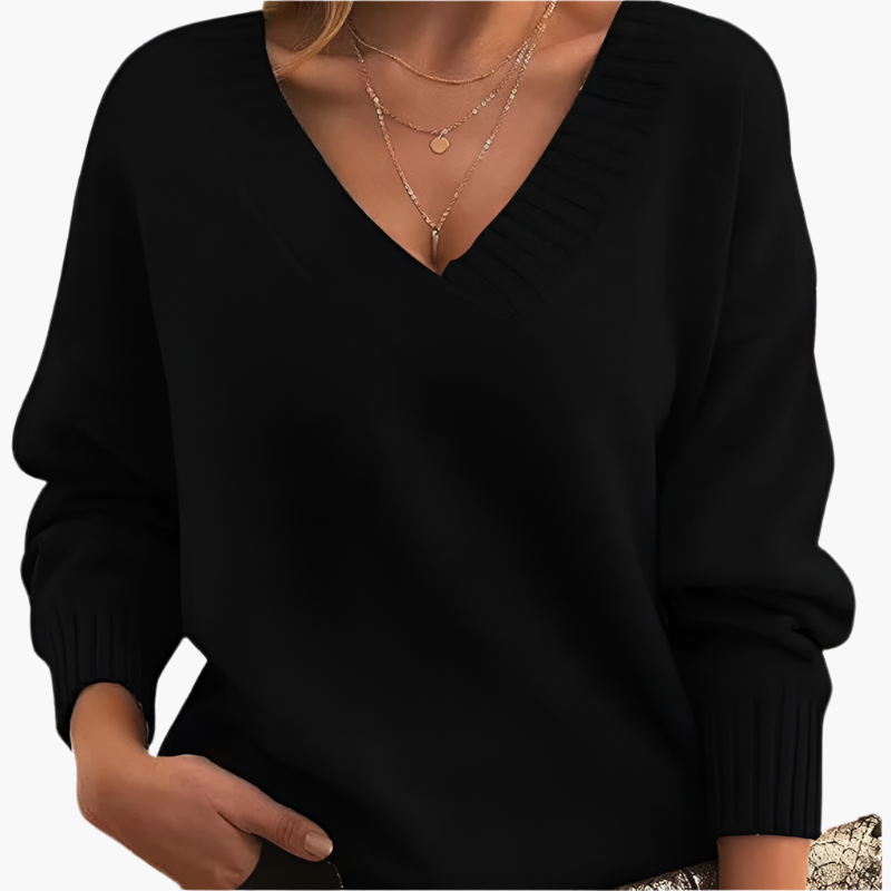Damen Pullover mit V-Ausschnitt – Eleganter Strickpullover für Alltag & Büro