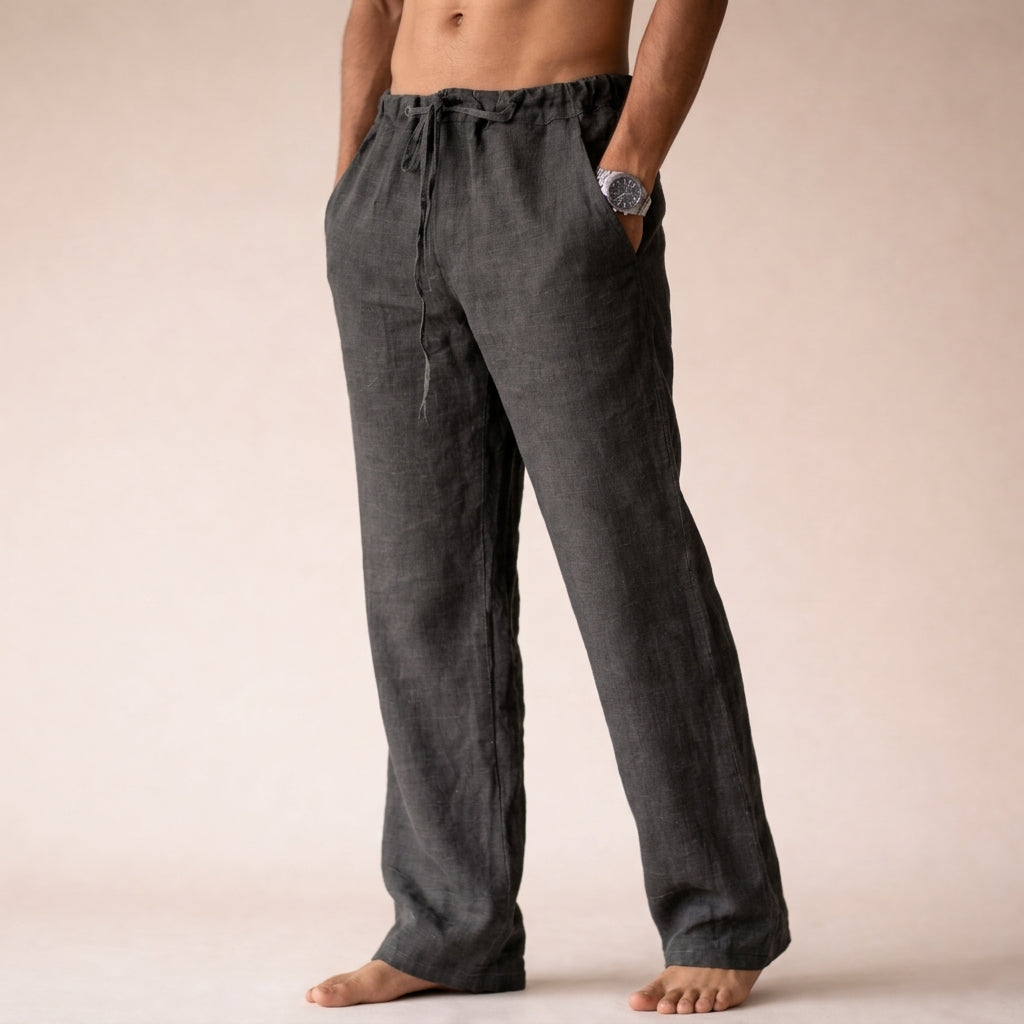 Herren Freizeithose Weites Bein mit Kordelzug Weiß