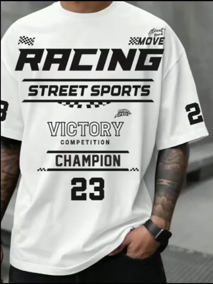 Herren Street Racing Sports Champion T-Shirt mit Print – Urban Style Freizeitshirt