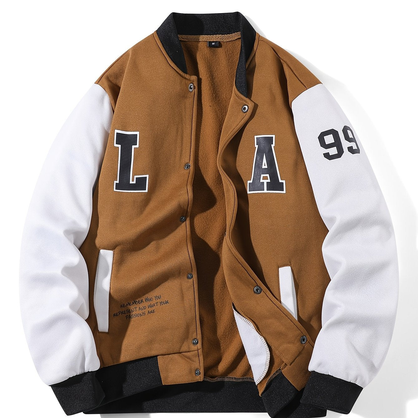 College Jacke Unisex mit Kontrastärmeln und Druckknöpfen, Baseball Bomberjacke