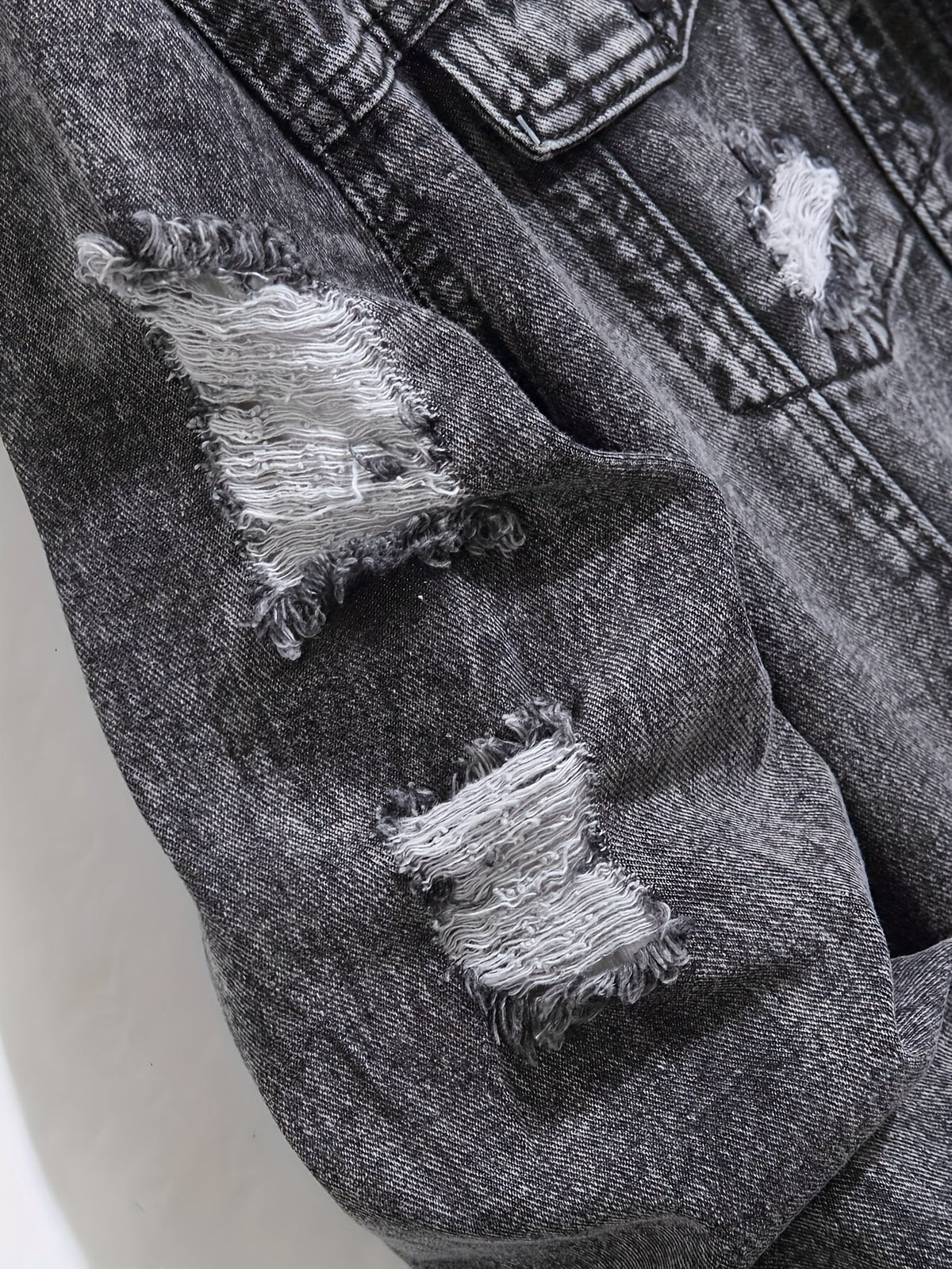 Herren Jeansjacke im Destroyed Look, Dunkelgrau