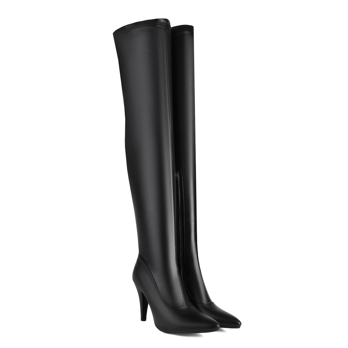 Damen Overknee Stiefel Schwarz mit spitzer Zehe und Stilettoabsatz