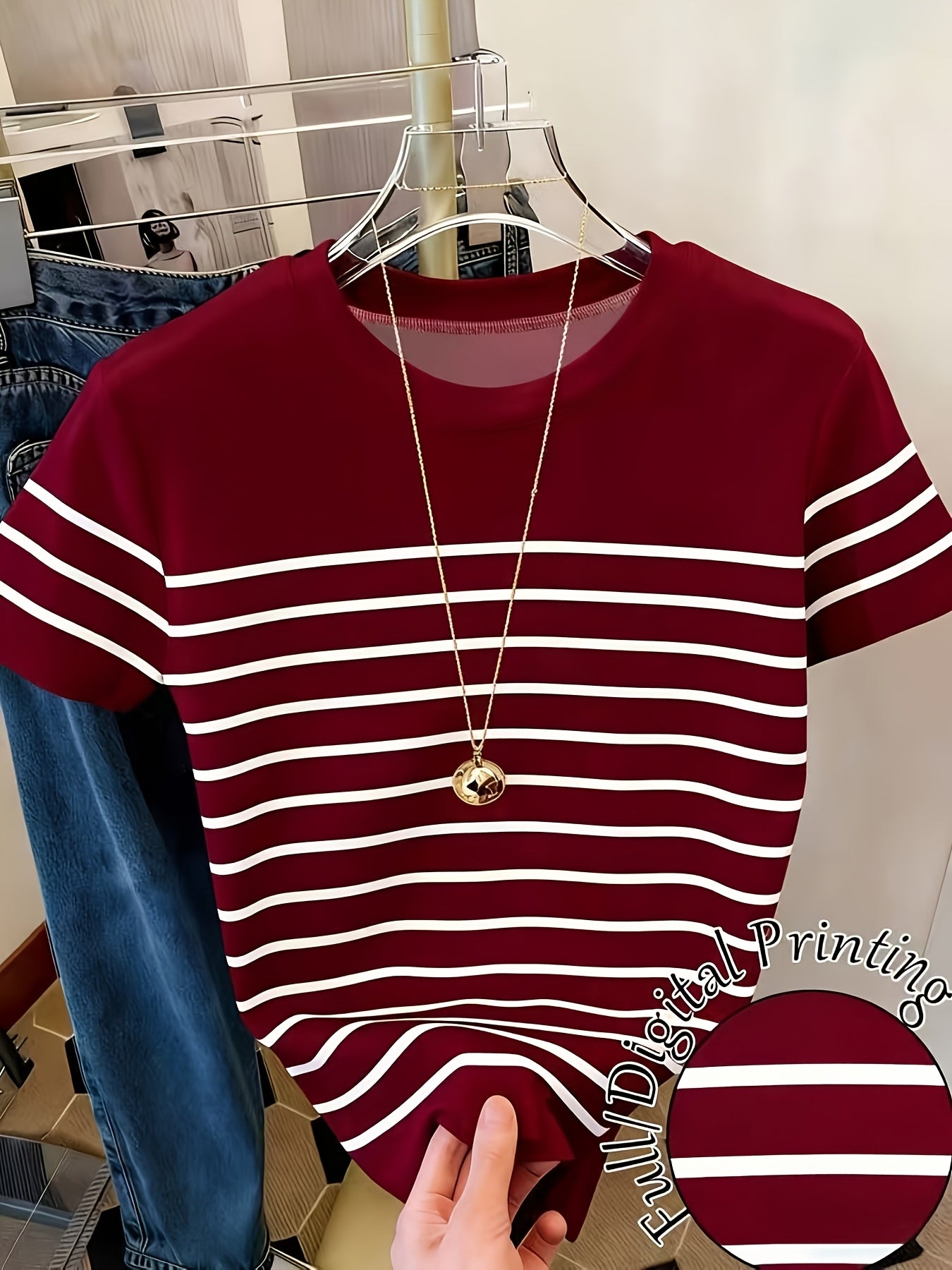 Damen T-Shirt mit Streifen und Raffungen – Modisches Freizeitshirt, Kurzarm, Elegant für Alltag und Büro