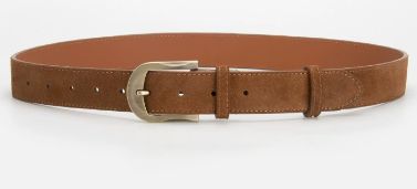 Unisex Brauner Wildleder-Look Gürtel mit goldener Schnalle