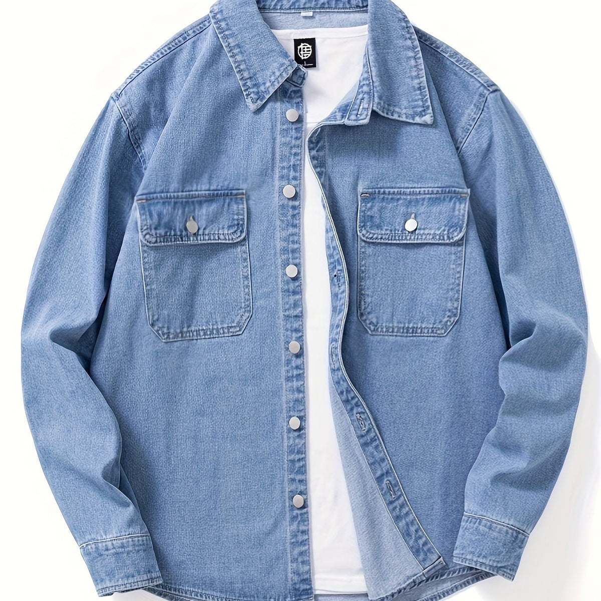 Jeanshemd Herren Hemd Denim Shirt Langarm Casual Freizeithemd mit Brusttaschen