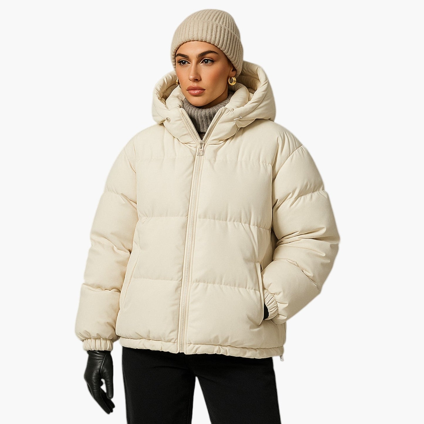 Unisex Winter-Steppjacke mit Kapuze – Warme Outdoorjacke für Alltag & Freizeit
