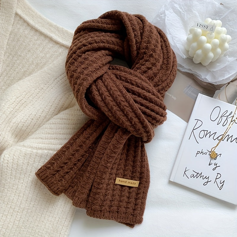 Unisex Gerippter Strickschal Warmer Winterschal mit 'Hand Made' Etikett