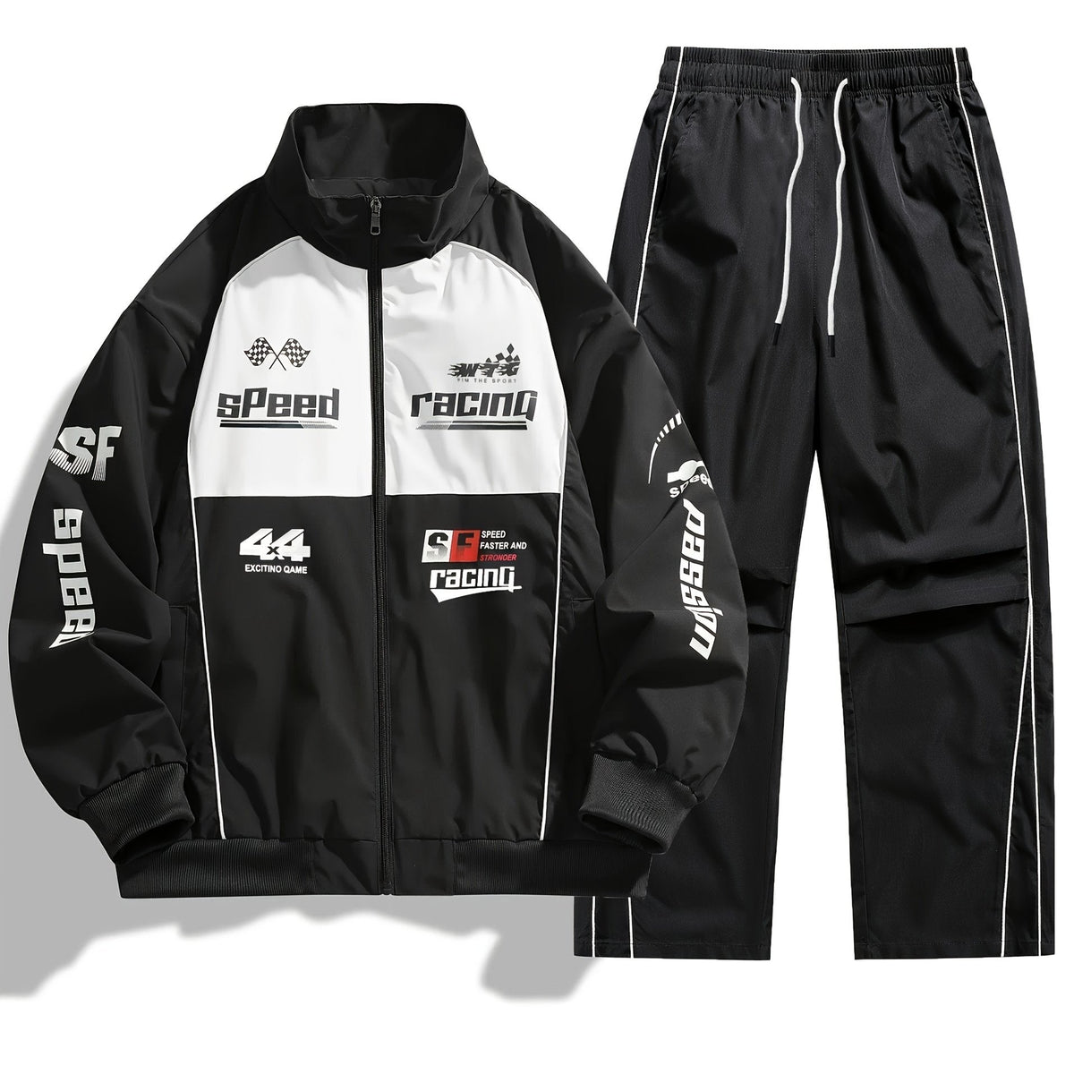 Sportlicher Trainingsanzug Herren Jacke Hose Set Racing-Design