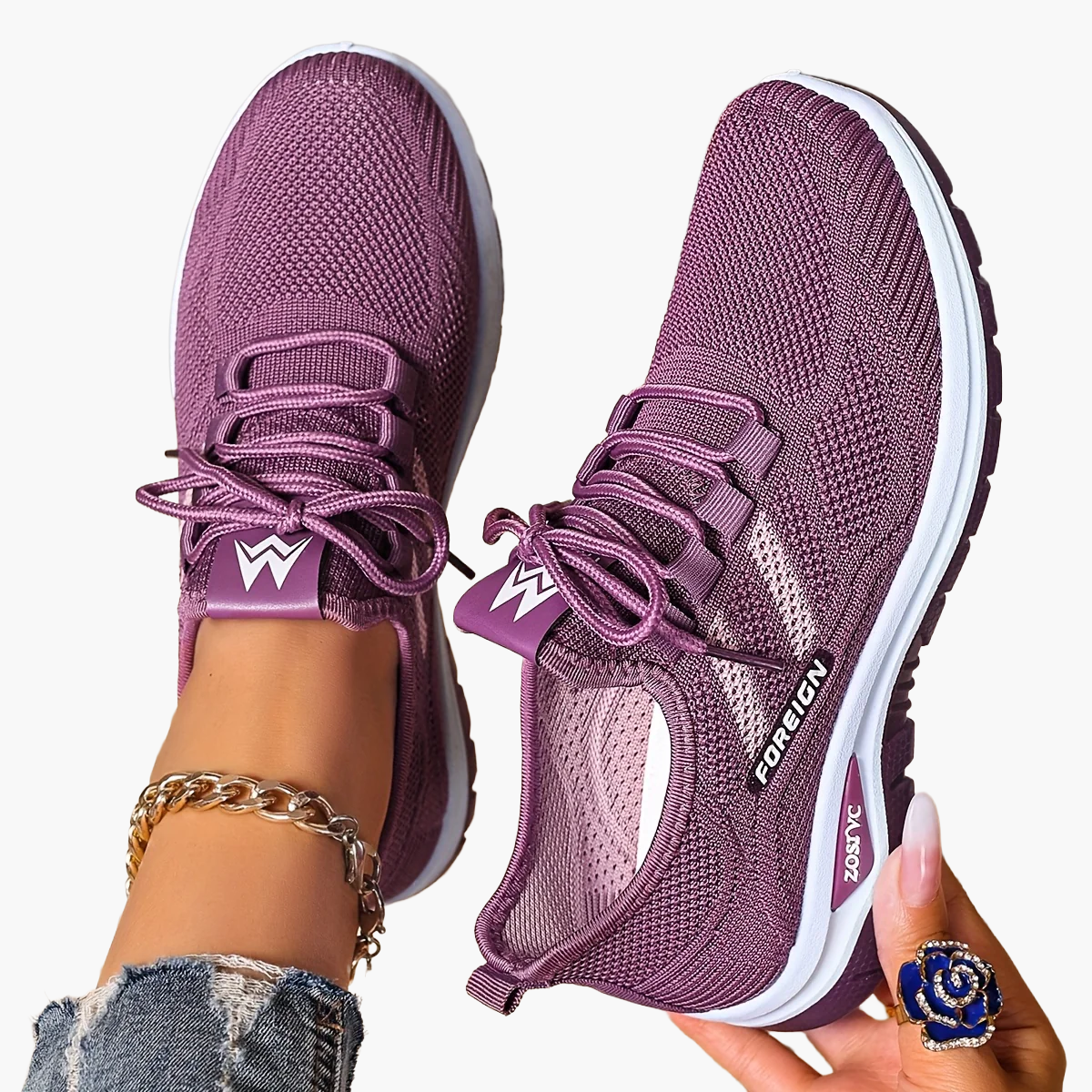 Damen Komfort Freizeit-Sneaker mit modernem Strickdesign und federleichter Sohle – Ideal für Alltag & Sport