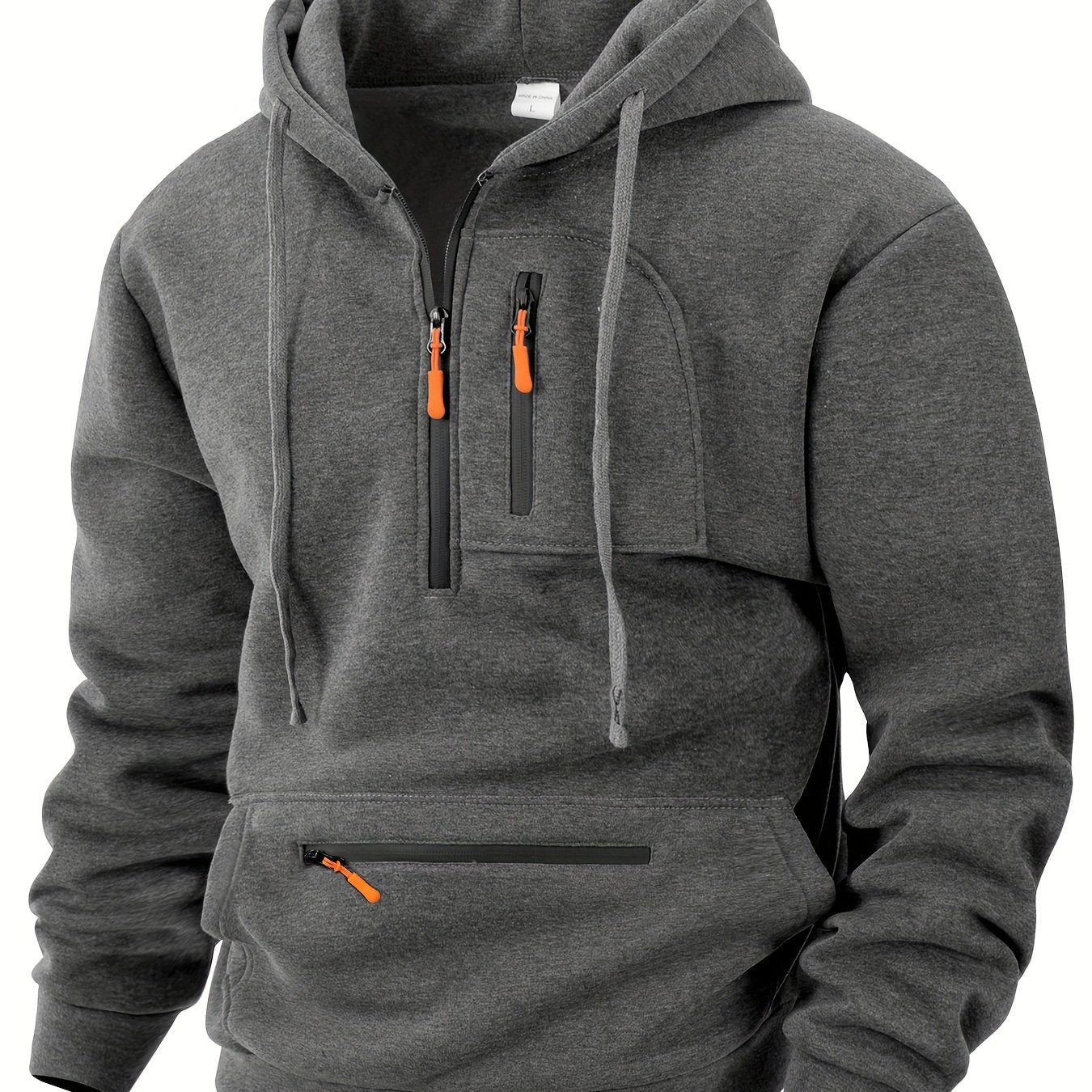 Herren Hoodie mit Reißverschluss, Kängurutasche und Kapuze