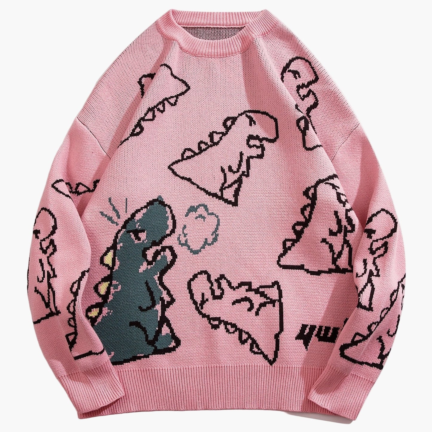 Herren Cartoon Dinosaurier Pullover – Lässiger Strickpullover für Herbst & Winter
