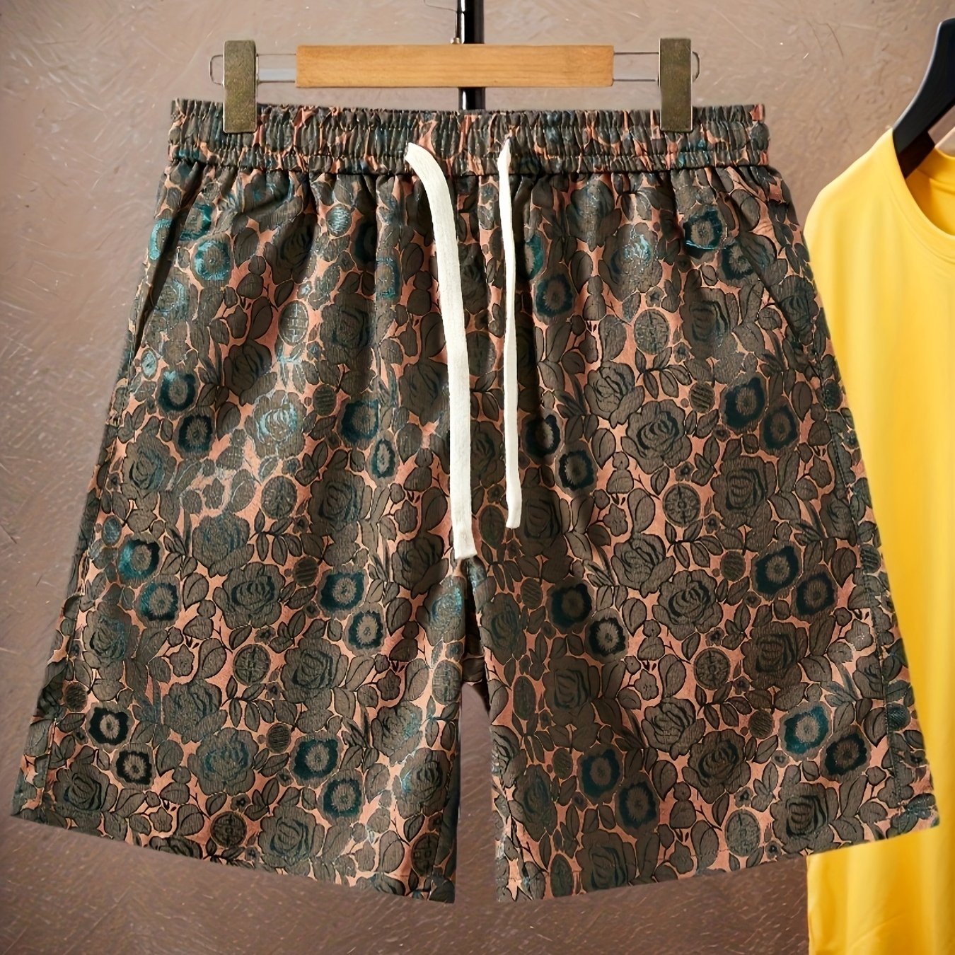 Herren Premium Jacquard-Shorts mit Rosenmuster – Modische Freizeithose für stilbewusste Looks