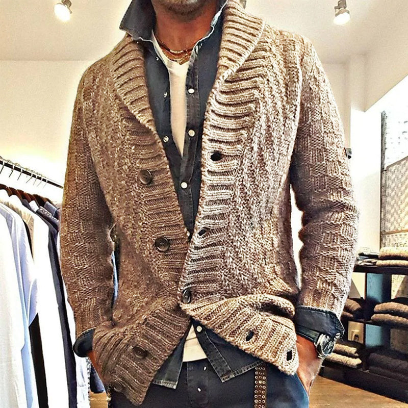 Herren Strickjacke Vintage Stil mit Reverskragen – Modische Strickjacke für Freizeit & Büro