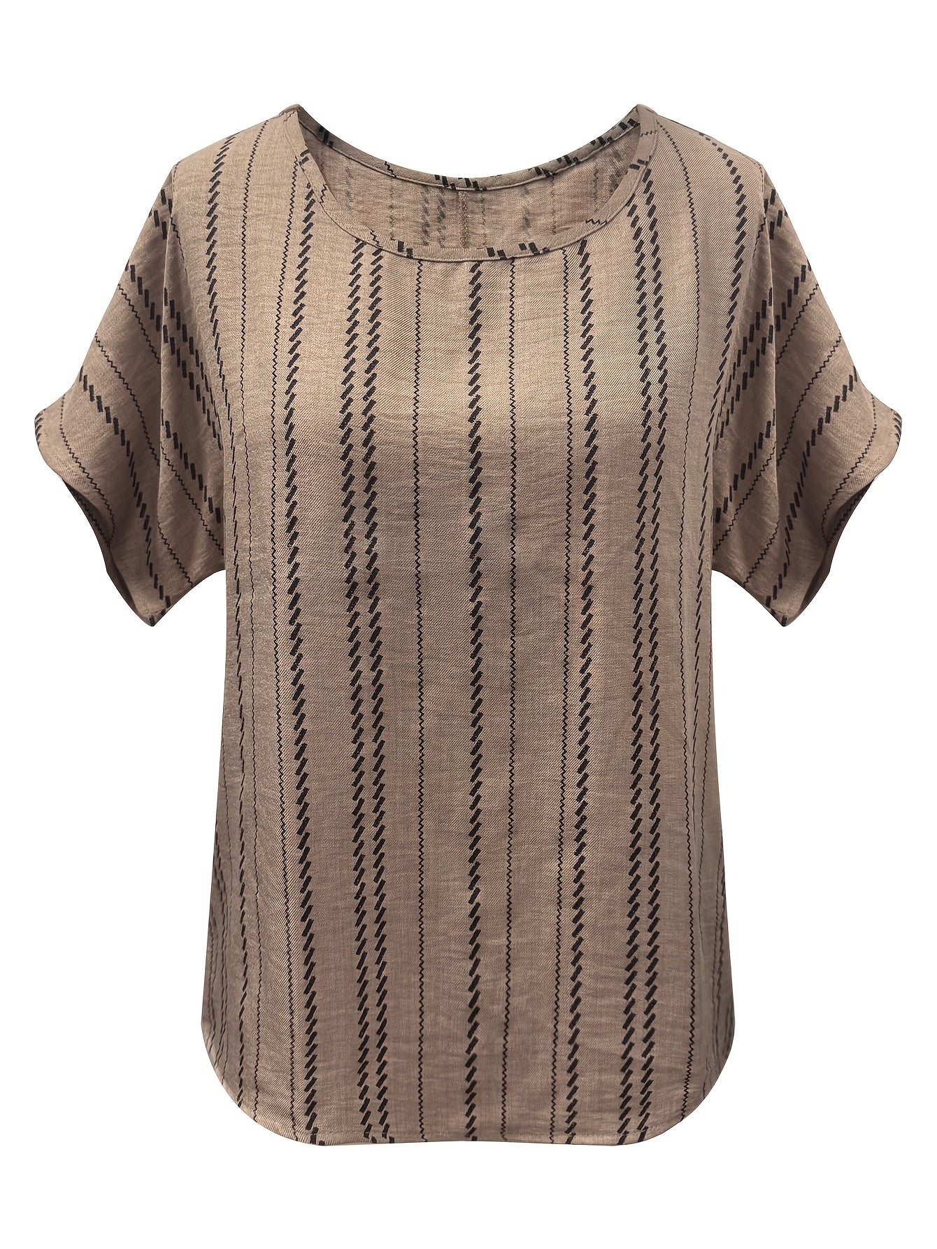 Damen Boho Casual Bluse mit Muster – Weit geschnitten, Kurzarm, Perfekt für Alltag und Freizeit