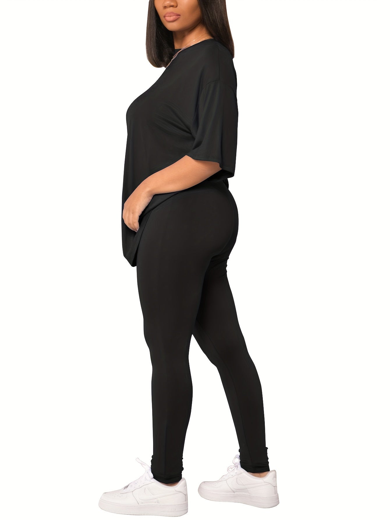 Damen Freizeit Set Zweiteiler – Lockeres Shirt & Leggings für Alltag und Sport