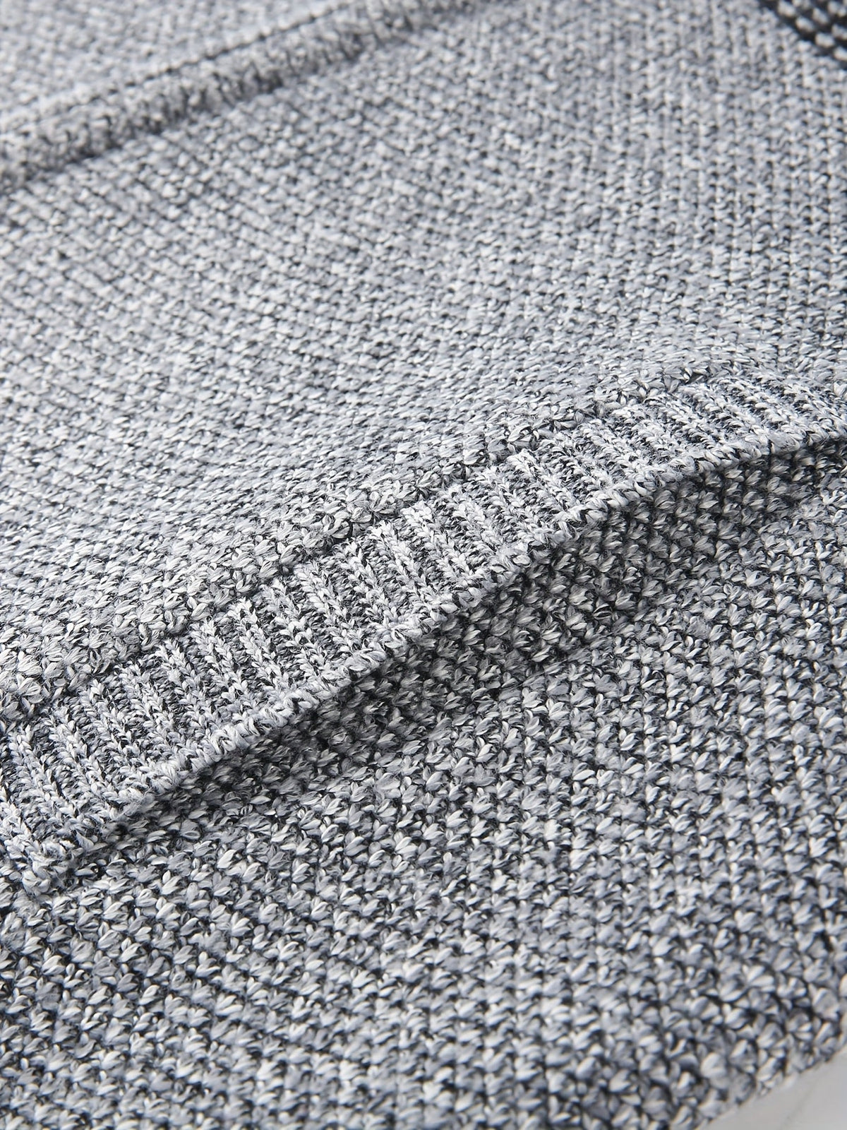Herren Strickjacke Reißverschluss Stehkragen Melange Grau