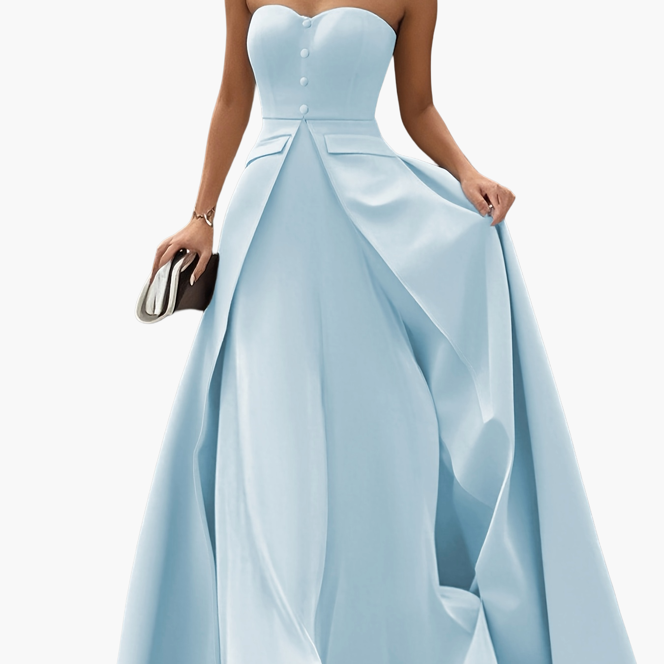 Damen Elegantes Abendkleid mit Bandeau-Design und Knopfleiste – Perfekt für festliche Anlässe