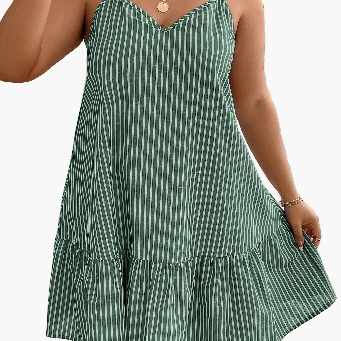 Damen Sommerkleid mit Streifen und V-Ausschnitt – Lässiger Freizeit-Look