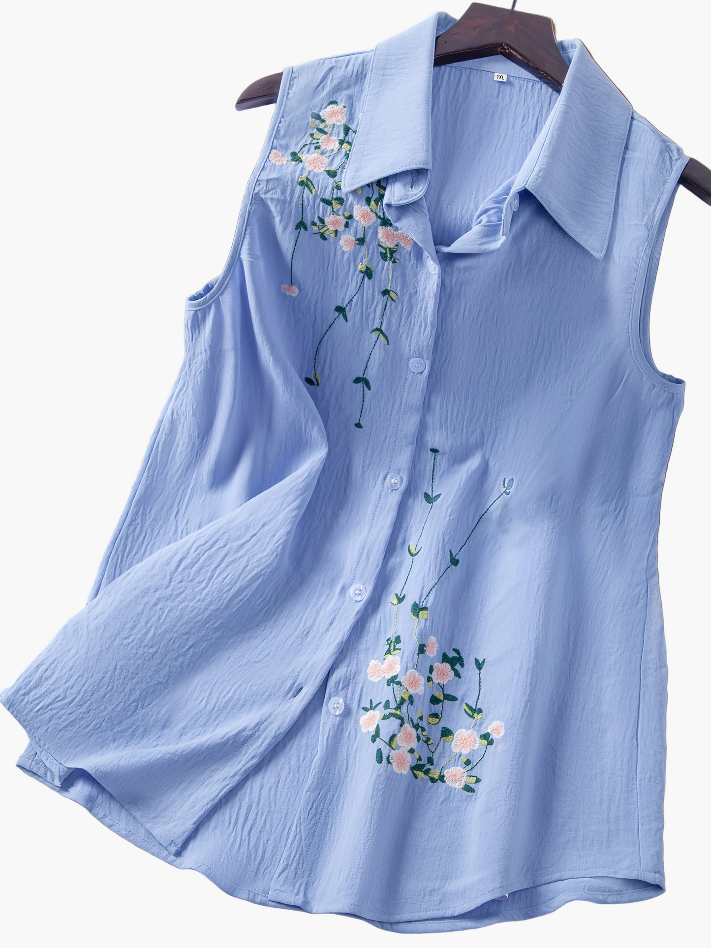 Damen ärmellose Bluse mit Stickerei – Eleganter Freizeitstil für Büro & Alltag