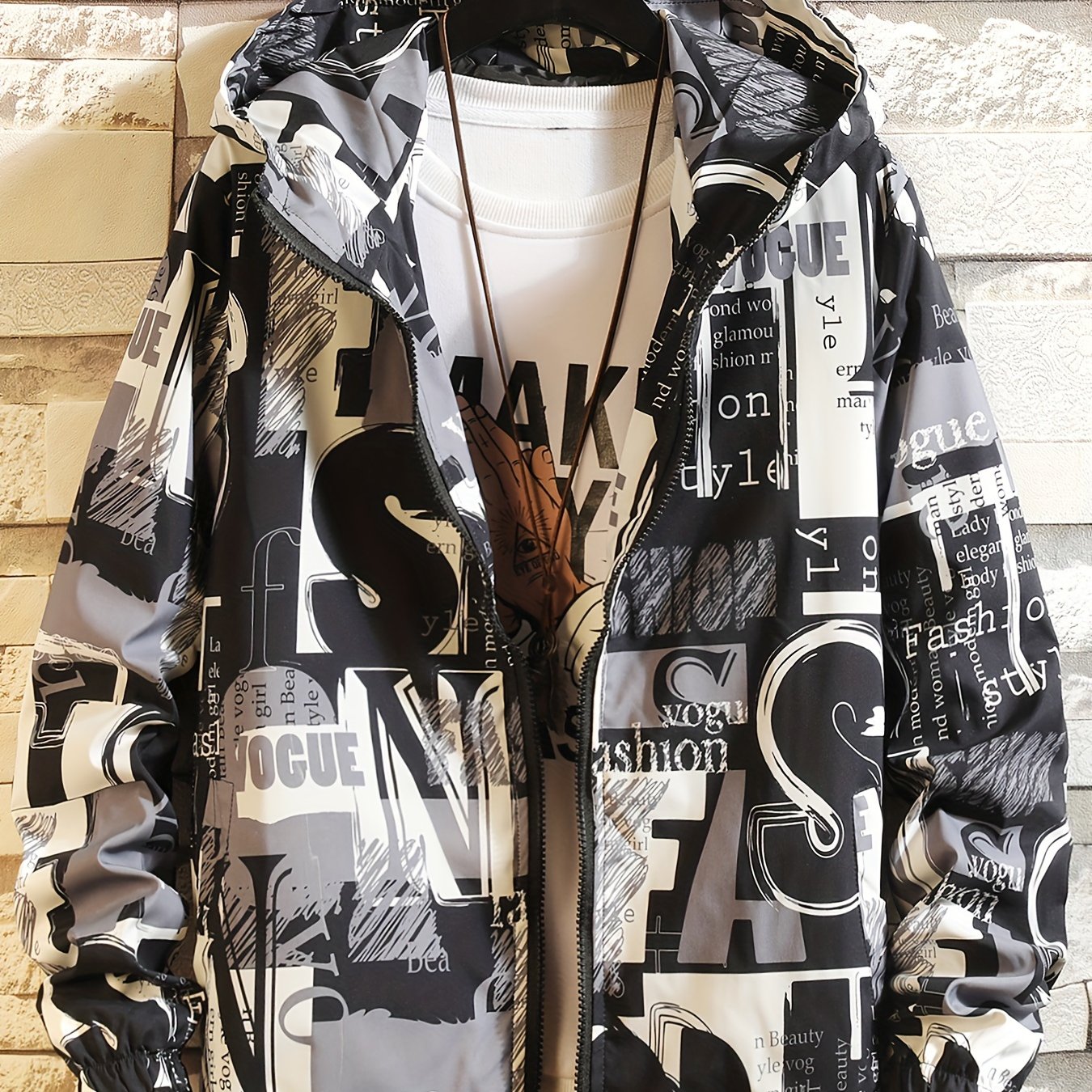 Kapuzenjacke mit auffälligem Buchstaben-Print für Herren und Damen