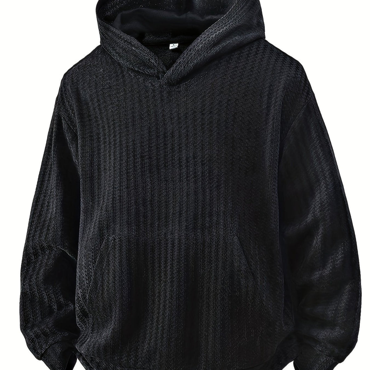 Hoodie mit Kapuze und Kängurutasche – Gerippter Strukturstoff