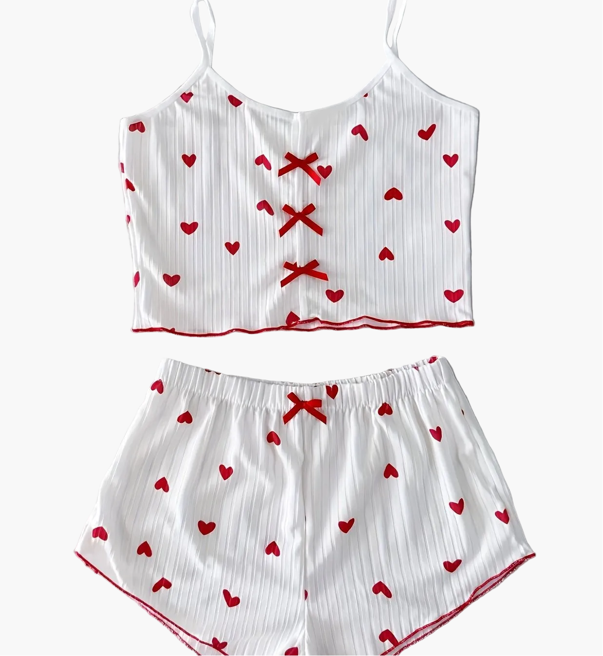 Damen Pyjama Set mit Herzchenmuster – Süßes und Bequemes Schlafanzug-Set für Frauen, Perfekt für den Sommer