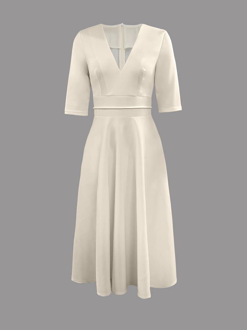 Damen Midi Kleid mit V-Ausschnitt – Eleganter Stil für besondere Anlässe