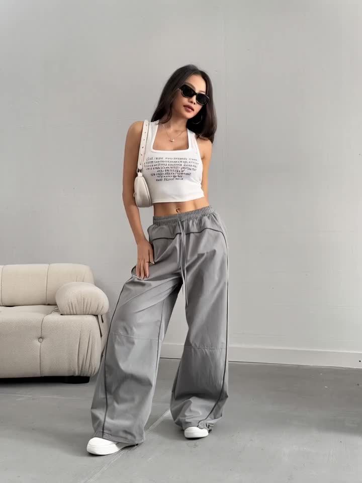 Damen Weite Streetstyle Jogginghose mit Kontrastpaspeln – Urban Relaxed Fit