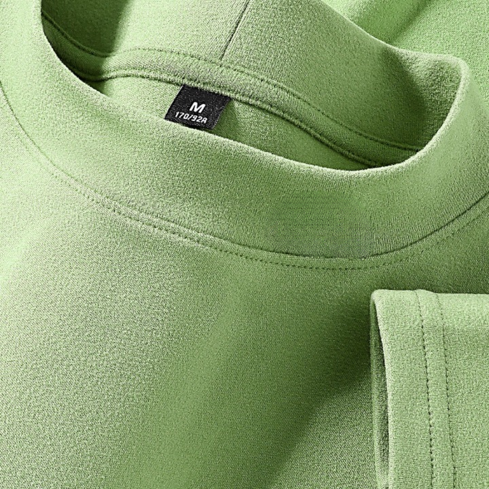 Unisex Langarmshirt Stehkragen Einfarbig Fleece-Optik