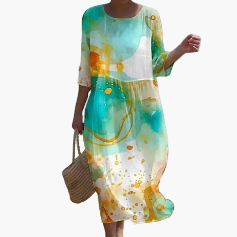 Damen Sommerkleid mit Blumenmuster – Lockeres, elegantes Freizeitkleid für Alltag und Urlaub