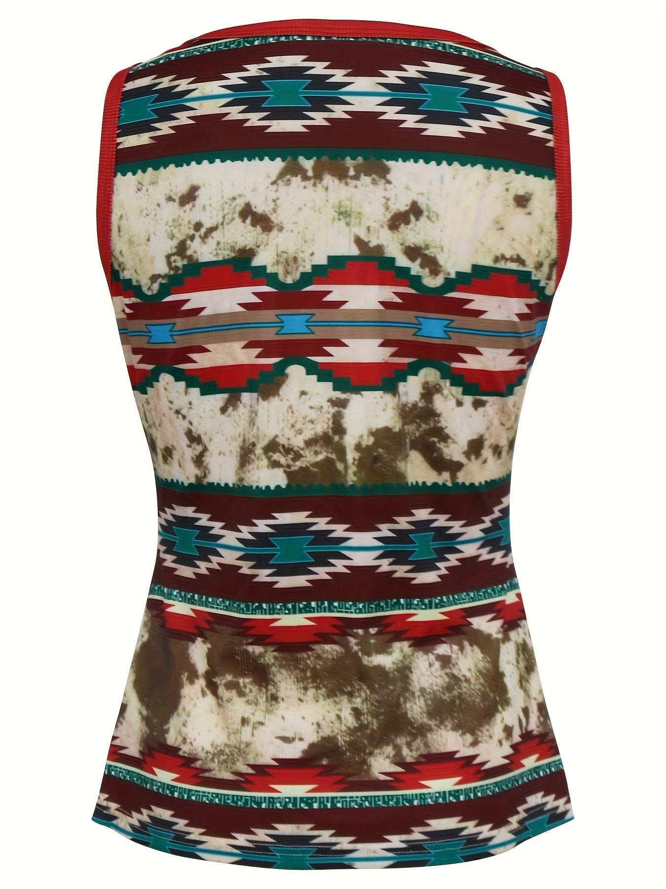 Damen Ethno-Style ärmelloses Top mit Knopfleiste – Boho Freizeitmode für den Sommer