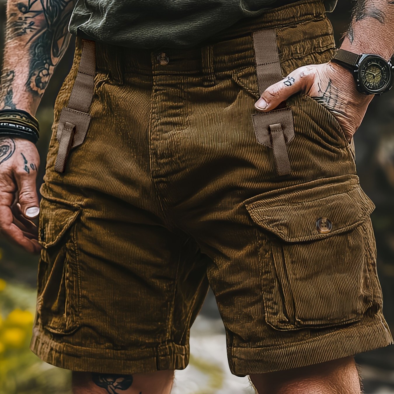 Herren Cargo Shorts Freizeit Outdoor mit Taschen – Robuster Utility-Look