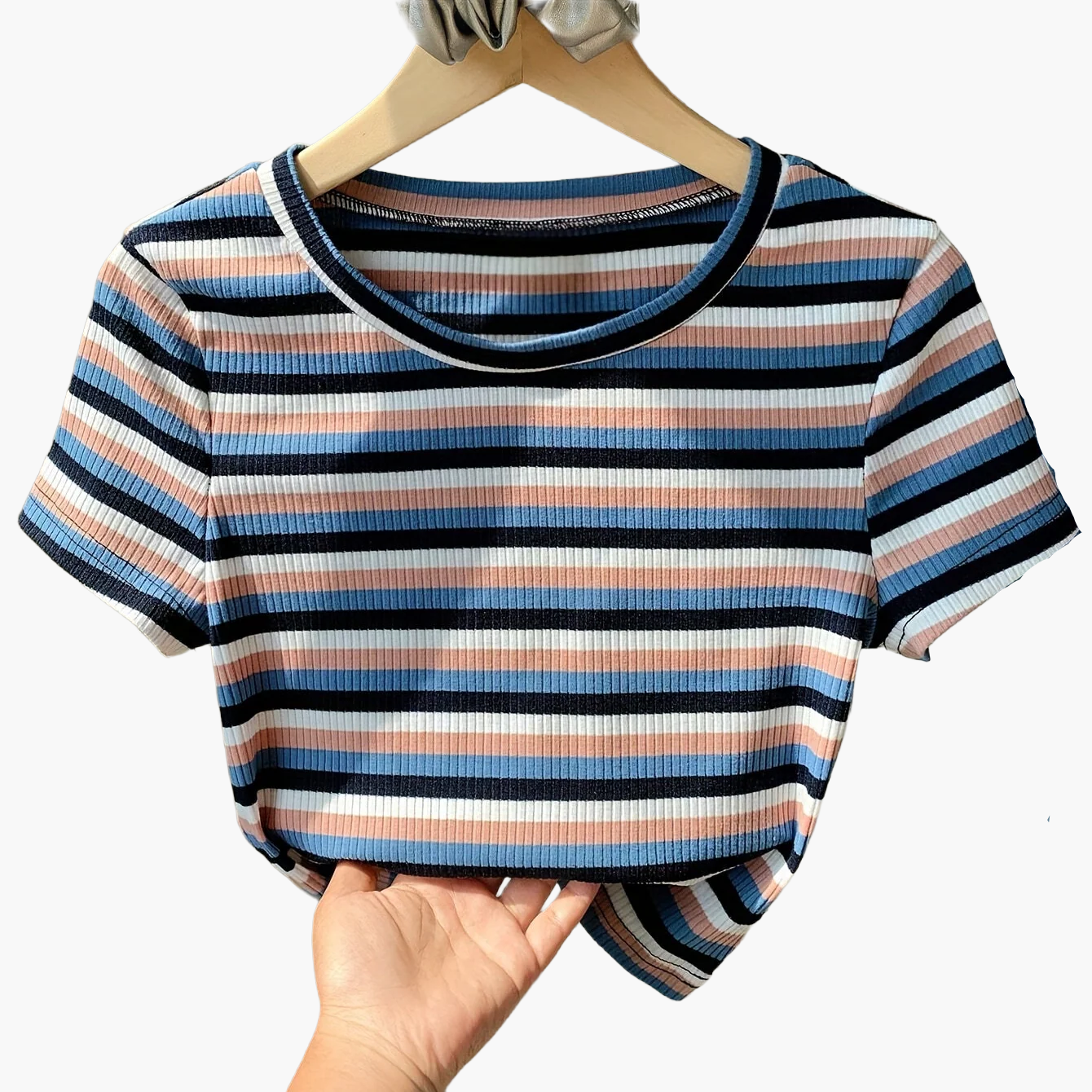 Damen Kurzarm Streifen T-Shirt – Retro Style für Alltag & Freizeit