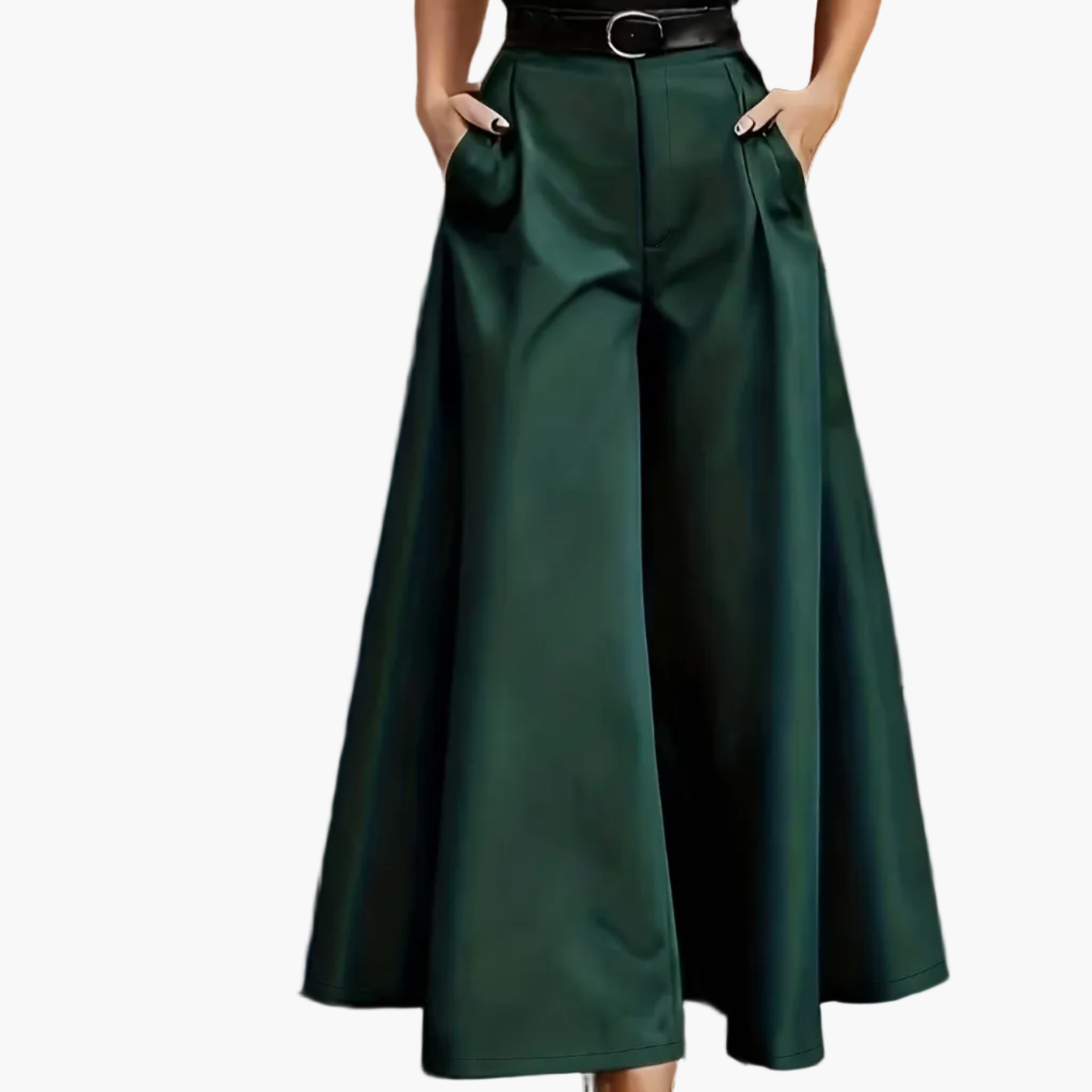 Damen Elegante Weite High Waist Palazzo Hose – Stilvolle Business & Freizeit Culotte mit Gürtel