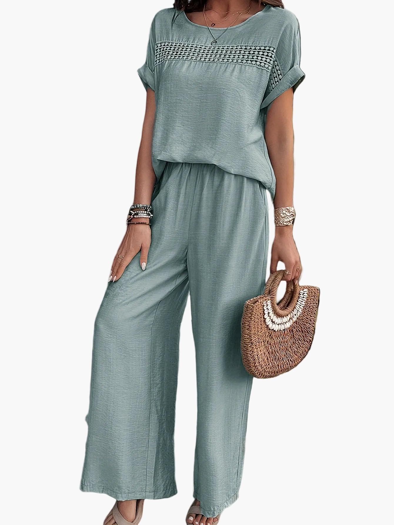 Damen Sommer Jumpsuit mit Häkel-Detail – Eleganter Einteiler für Strand und Alltag