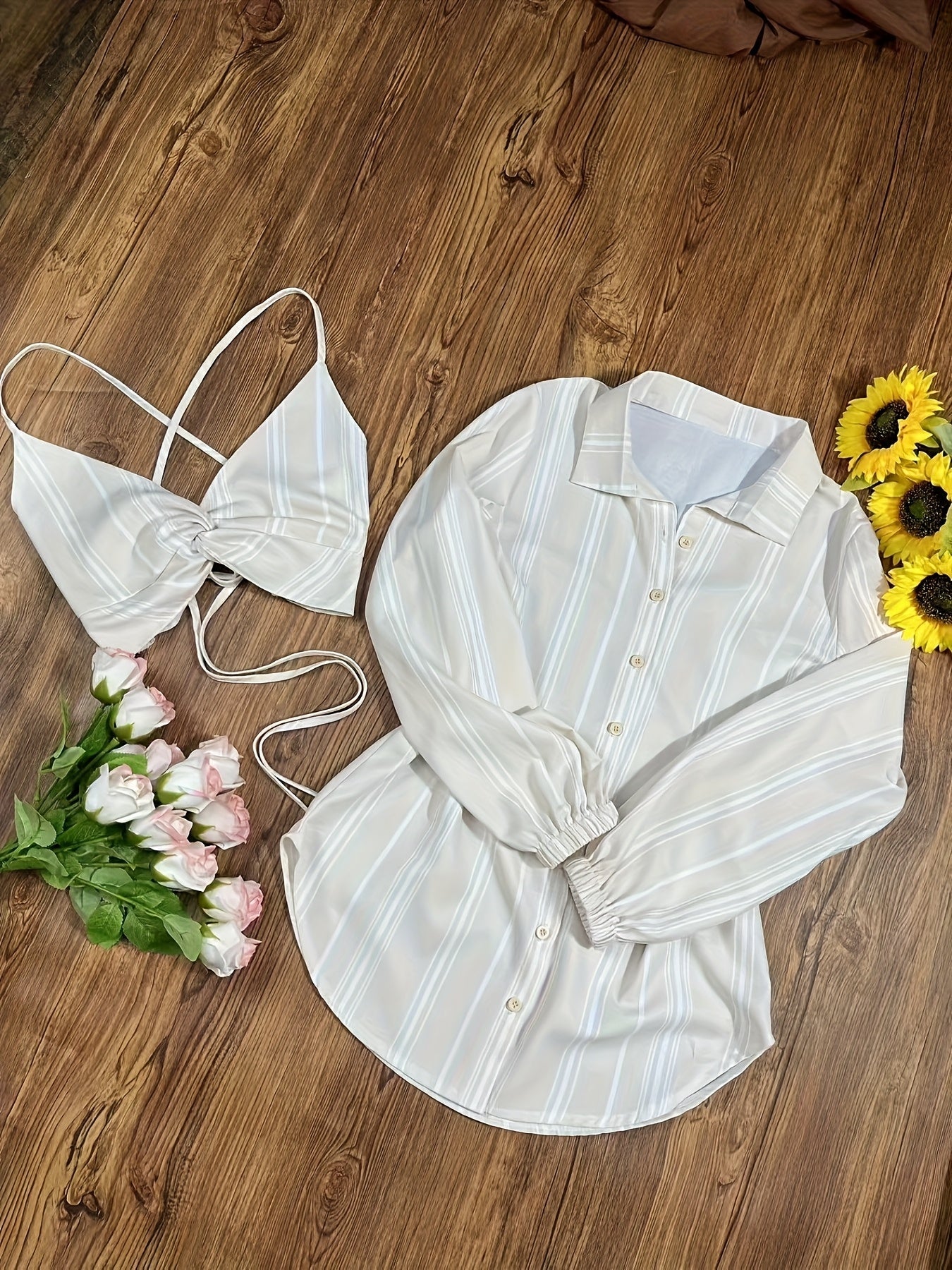 Damen Set aus Crop Top, Hemd und Jeansrock – Modisches Outfit für Urlaub und Freizeit
