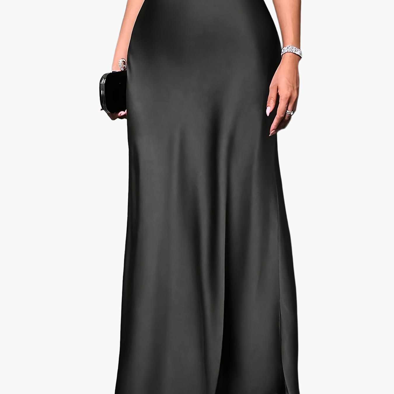Damen Maxirock Elegant Satin Look Abendmode Festlich