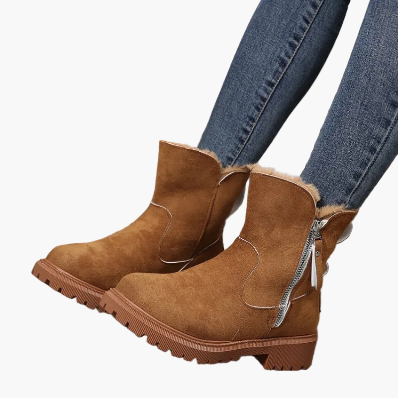 Damen Winter-Stiefeletten mit warmem Fellfutter und Reißverschluss – Modische Komfort-Boots für Alltag und Freizeit