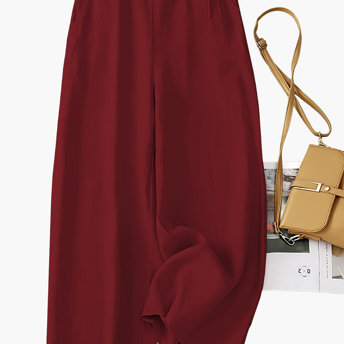 Damen Elegante Weite Freizeithose mit Bindegürtel – Lockerer Business & Alltagsstil