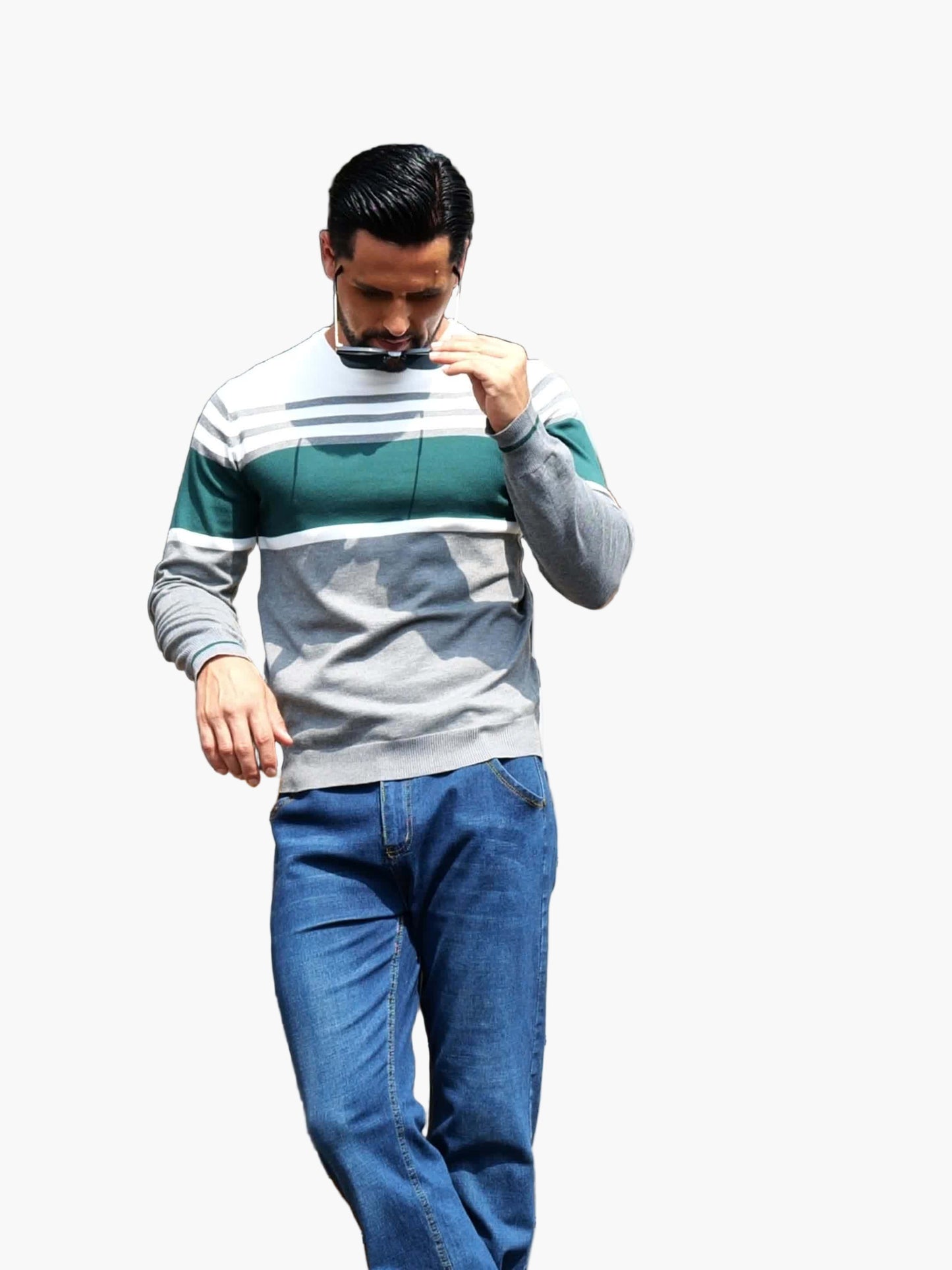 Herren Pullover mit Streifenmuster – Moderner Casual Strickpullover für Alltag und Freizeit