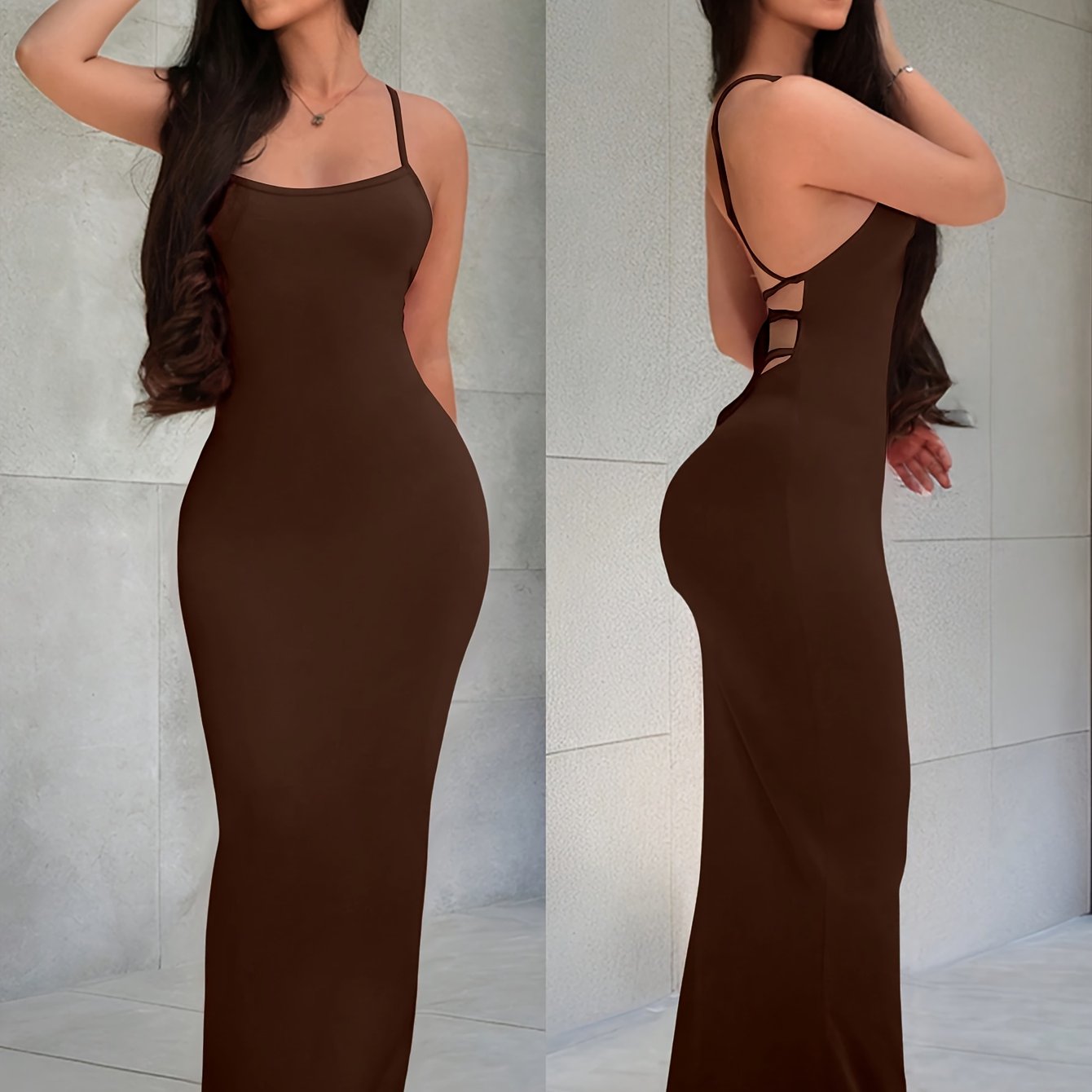 Damen Maxikleid mit offenem Rücken und Schnürdetails – Elegantes Abendkleid für besondere Anlässe