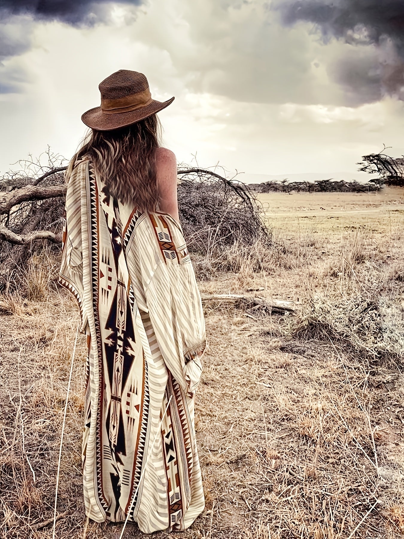 Damen Maxikleid mit Ethno-Muster – Bohemian Style für Urlaub & Strand