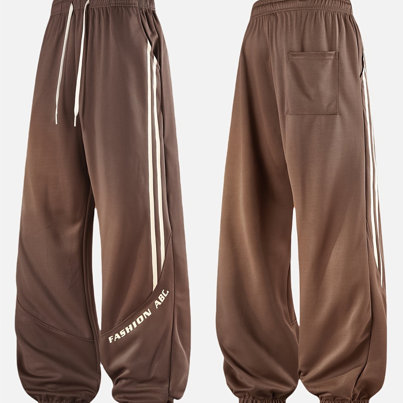 Herren Streetwear Jogginghose mit weitem Bein und Streifen – Urban Style Freizeit Trainingshose