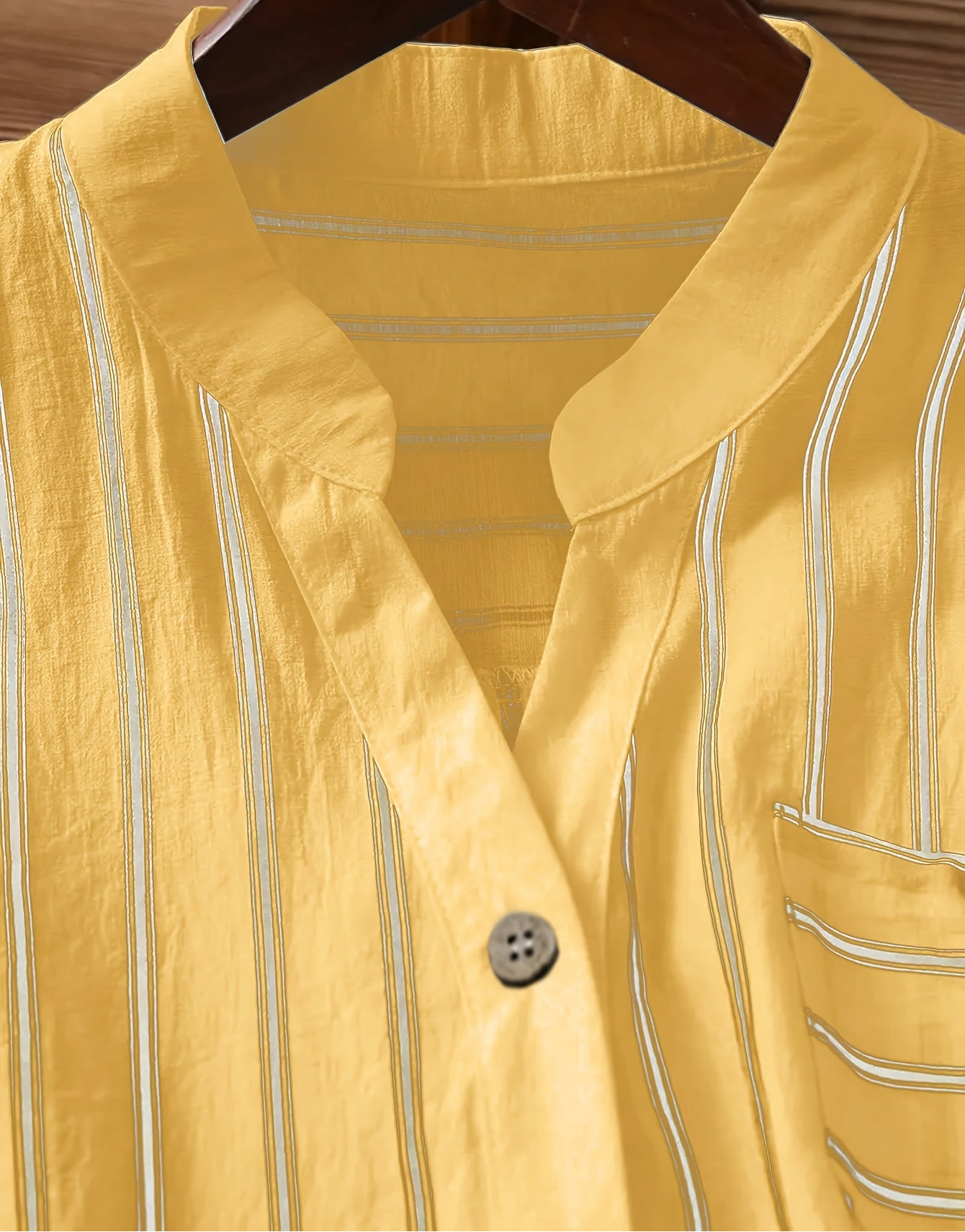 Herren Kurzarm Freizeithemd mit Streifen und Stehkragen – Modernes Button-Down Hemd für Alltag und Büro